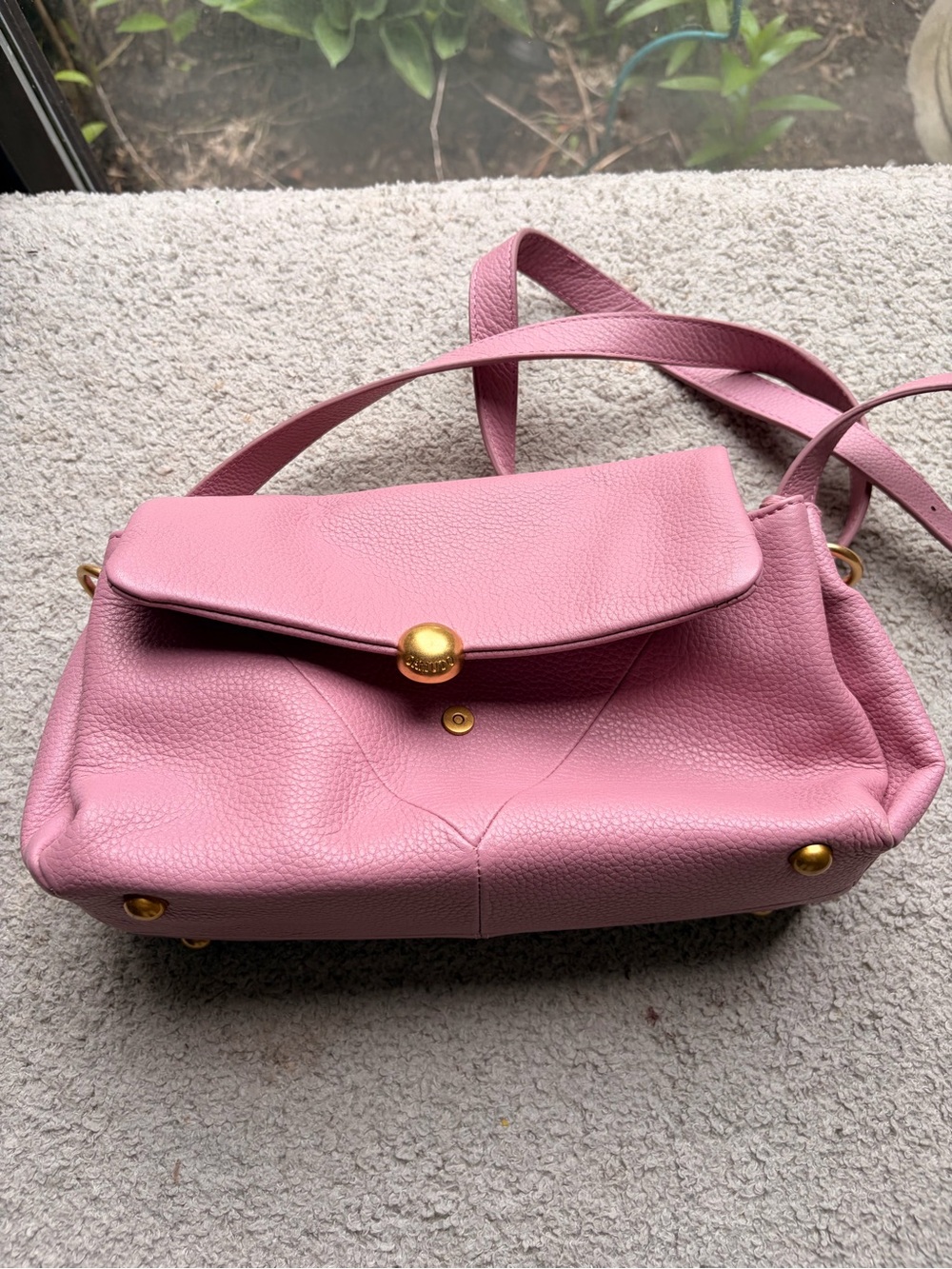 Vince Camuto Pink Leather Shoulder Bag with Gold Hardware